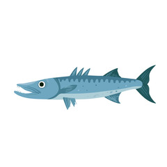 Naklejka premium Minimalist 2D vector icon representation of a Barracuda, displayed on a pure white background