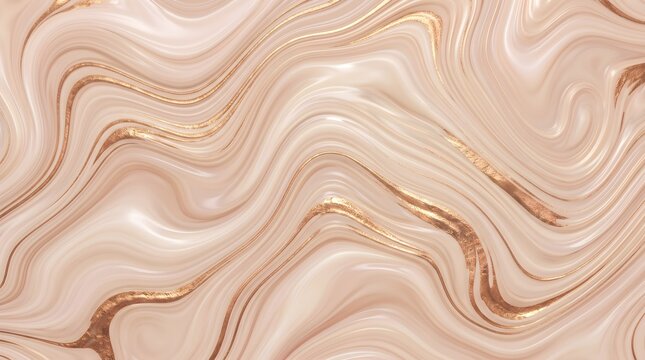 Warm Beige and Rose Gold Fluid Dune Waves Abstract Smooth Silk Metallic Texture Background