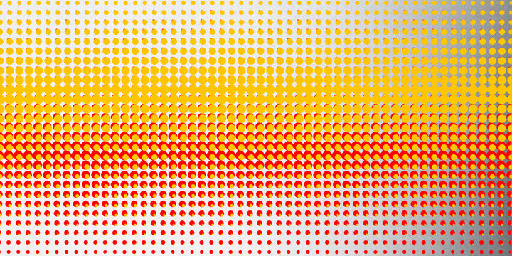Vibrant halftone dot pattern, orange and red gradient background, modern pop art texture, abstract geometric graphic for web banners