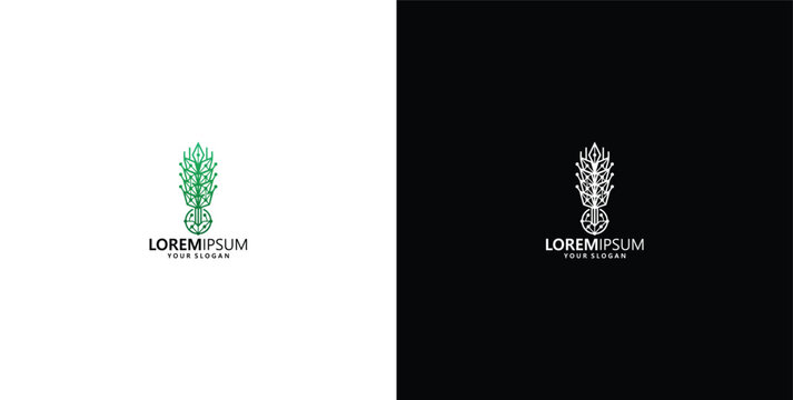 Abstract pine tree and human footprint logo design concept, combining nature and ecology elements