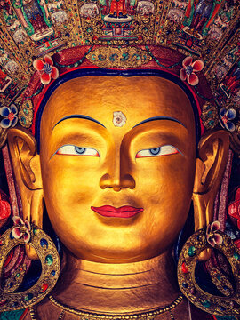 A maitreya Buddha in Thiksey Gompa
