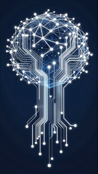 digital illustration human brain white lines dots lines arranged way form shape tree like structure top half brain being largest bottom half being smallest dots connected creating network like