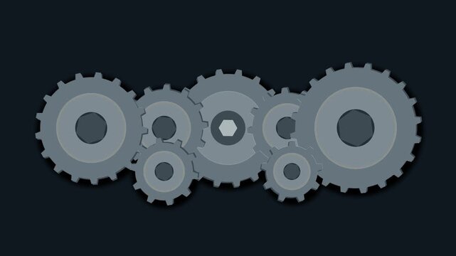 A modern industrial gear transmission system activates from a central drive source, transfers mechanical torque through a linear arrangement of interconnected gears, accelerates into synchronized oper