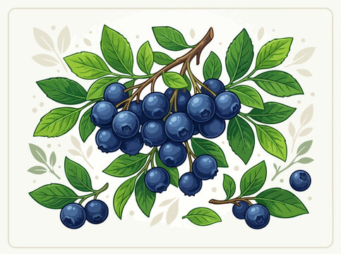 Blueberry fruit vector illustration