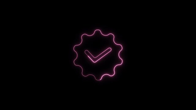 Neon Verified Badge Animation with Color Changing Glow Effect on Dark Background
