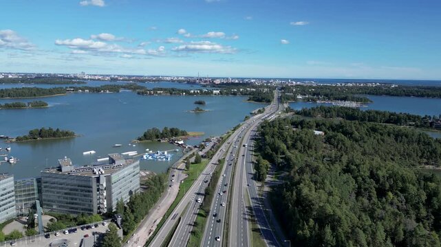 Aerial View of Keilaniemi Waterfront, Espoo, Finland
