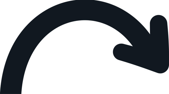 Curved arrow icon pointing right, representing redo, refresh, or rotation action in a simple flat vector style