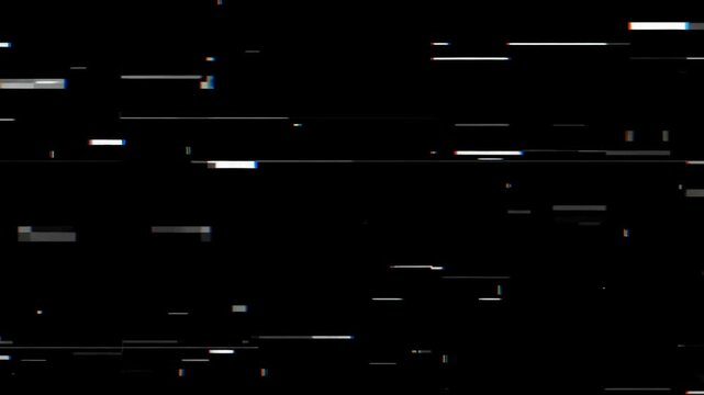 Digital RGB glitch and chromatic aberration overlay on black background.