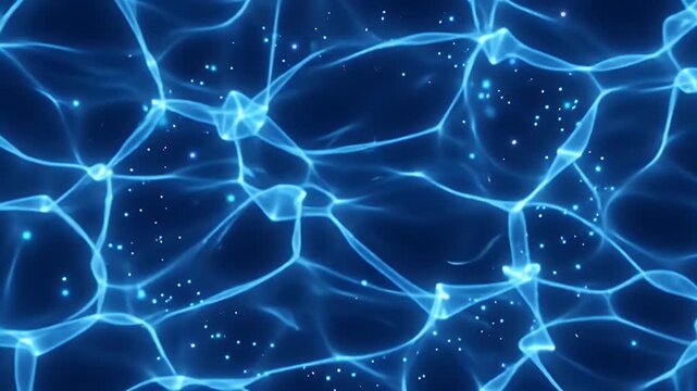 Blue water caustics glowing with floating particles