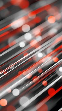 Abstract red and grey light beams with soft bokeh circles