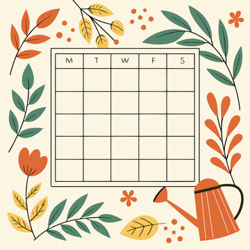 Colorful gardening calendar with editable weekly layout and plant