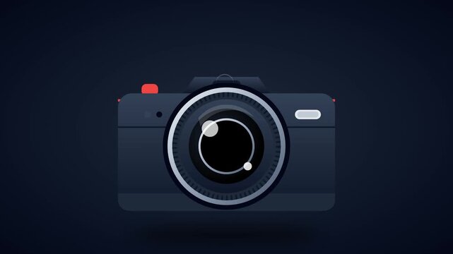 Flat Design Digital Camera with Blinking Recording Light