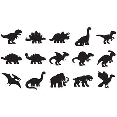 Obraz premium Dinosaur Silhouettes Vector Set & Prehistoric Animals Collection