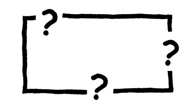 Hand drawn Doodle frame animation with question marks, 4K in white background