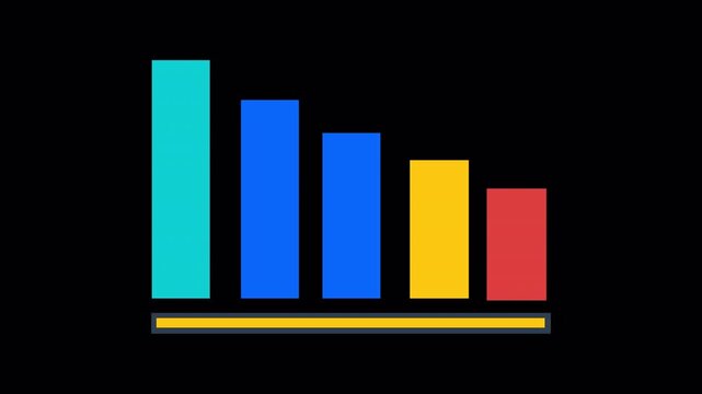 Minimalist Colorful Animated Bar Chart Showing Progressive Statistical Data Growth Over Time For Business Presentations