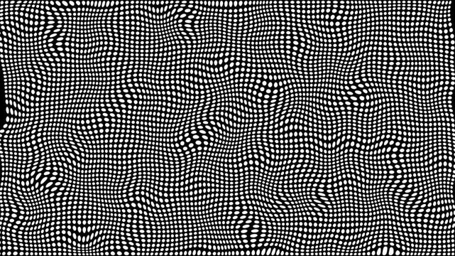 halftone dots background retro pop art cartoon monochrome style. 4k white black abstract halftone animated background. Square HUD brush stroke geometric pattern. Halftone animation pattern.