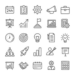 Fototapeta premium Icon Set, Premium Editable Vector Icons Collection, Business and Management Symbols, Modern Outline Design. with Graphic