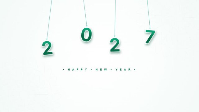 Happy New Year 2027 hanging numbers animation vector background