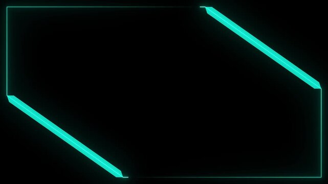 Minimalist glowing cyan neon cyber frame overlay motion graphics loop 4k video