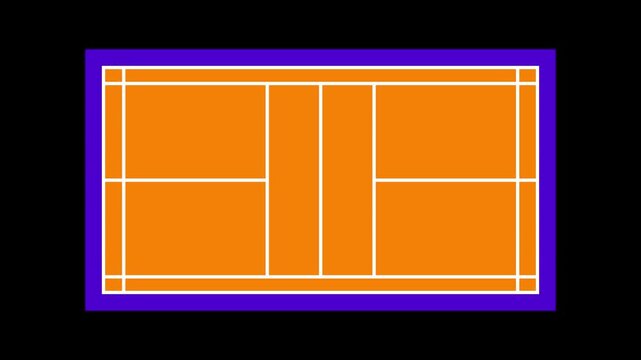 Badminton court layout top view sports infographic element 4k 25 fps video