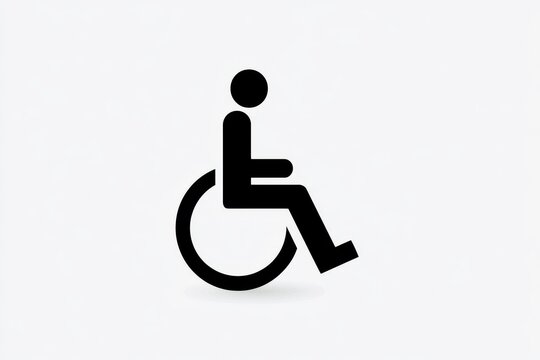 International symbol of access wheelchair icon, a simple black graphic representing accessibility and inclusion for people with disabilities, isolated on white background