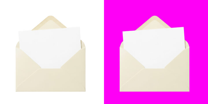 Open Cream Envelope with Blank Paper Sheet Split Contrast Background transparent png