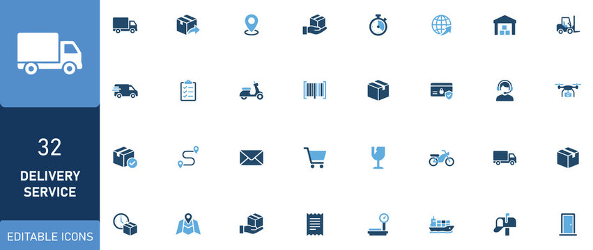 Comprehensive collection of editable icons for diverse applications including web design and user interfaces
