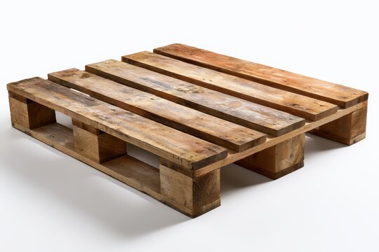 Wooden shipping pallet used for logistics and warehouse storage isolated on white background