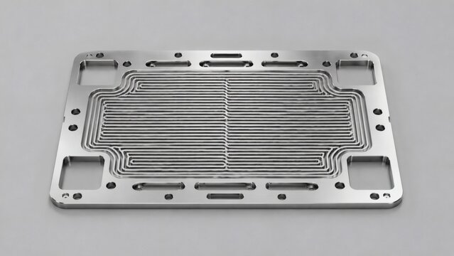 Solid CAD View of Metallic Flow-Field Bipolar Plate for Automotive Fuel Cell Stack