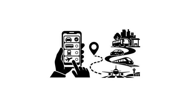 Multi modal travel booking mobile app interface icon.