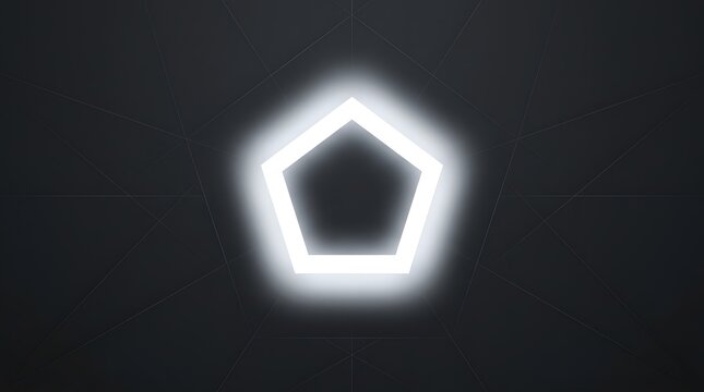 Glowing pentagon shape with a bright aura on a dark background. The pentagon is a geometric shape with five sides