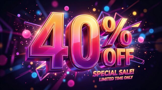 3D Gradient 40 Off Special Sale Text Effect