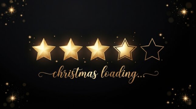 Four out of five stars rating with glowing golden light effect on a black background