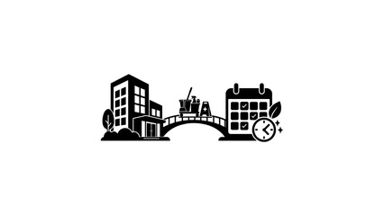 Obraz premium Professional commercial building maintenance plan icon.