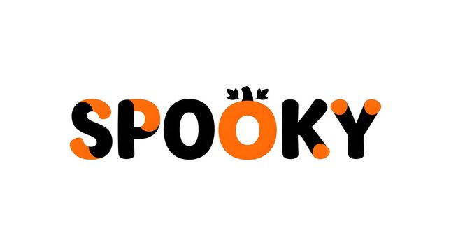 This vibrant and playfully spooky halloween typography design showcases the word spooky in a dynamic and eye catching style blending classic halloween colors with a