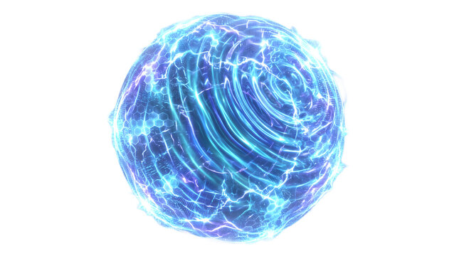 Abstract glowing orb with energy lines for the concept of science and technology.