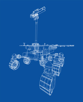 Mars rover blueprint illustration. Vector