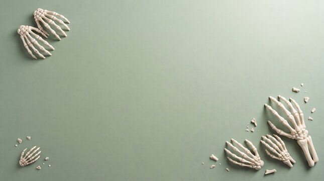 Raw pasta shells arranged diagonally on a muted sage green background with space