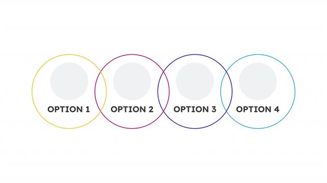 Social interaction principles multicolor round animated infographic template. Community work 4 step process motion graphic. Empty placeholder animation. Blank diagram layout loop with options