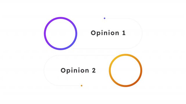 Business solutions comparison circle gradient animated infographic template. Financial opportunities 2 step process motion graphic. Empty placeholder animation. Blank diagram layout loop with options