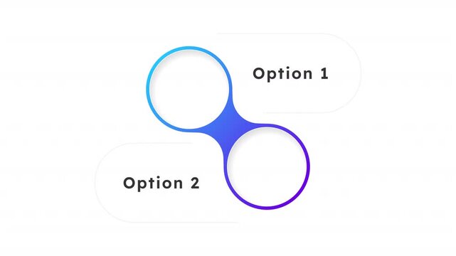 Scientific methods analysis circle blur gradient animated infographic template. Alternative research 2 step process motion graphic. Empty placeholder animation. Blank diagram layout loop with options