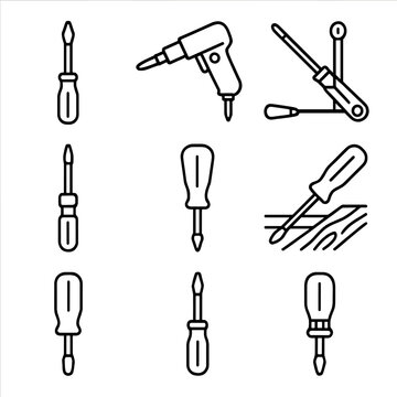 Flathead vector screwdriver icon triangle wrench ceramic surface torque control tip tools