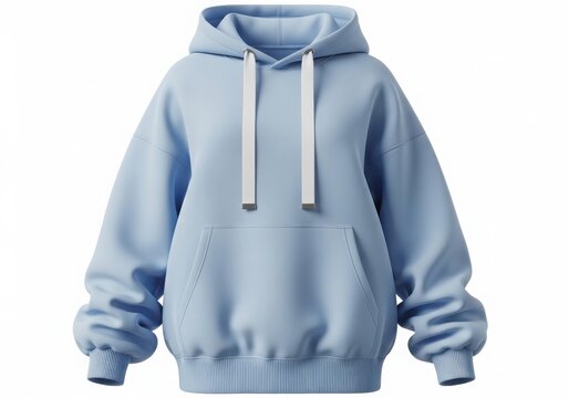 Gray and blue striped hoodie with drawstring isolated on white background