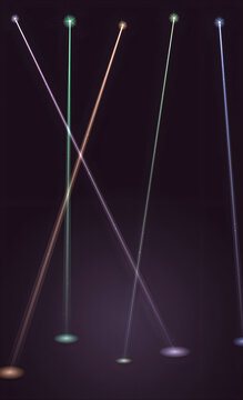Silhouette of crossed light poles against night sky
