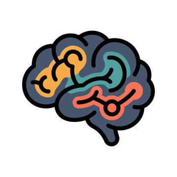 fMRI Brain Cognitive Mapping Scan Icon for Neurology