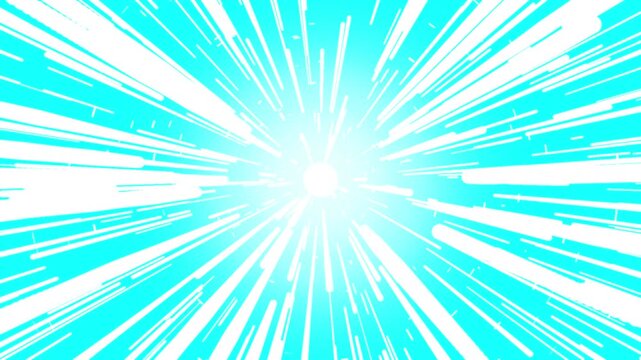 Abstract cyan background with radiating white speed lines