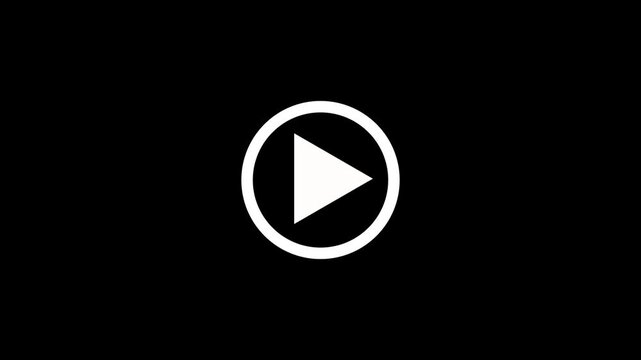Circular play button pulses and expands on a black background