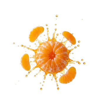 Fresh Mandarin Orange Splashing with Delicious Citrus Juice