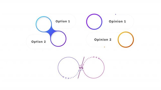 Data comparison circle empty infographic template animation set. Different information performance. Animated diagrams blank design multi-step. Info graphics with options. HD video pack