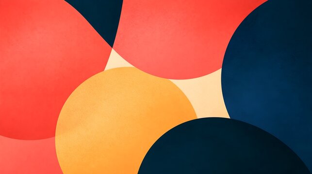 Vibrant abstract background with rounded shapes in warm and cool tones